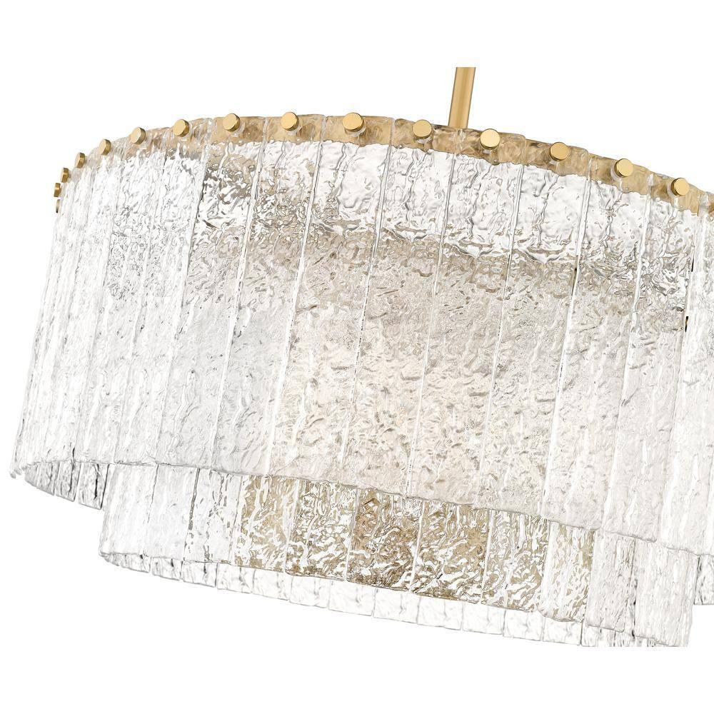 Glacier Modern Gold and Glass Two-Tier Pendant Light