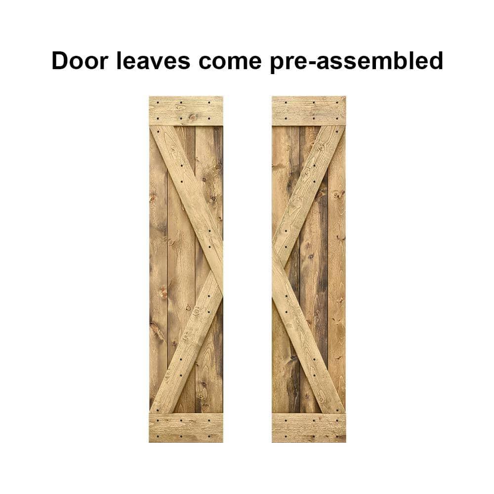 Calhome 84'' Solid Wood Barn Doors Painted Bi-Fold Door