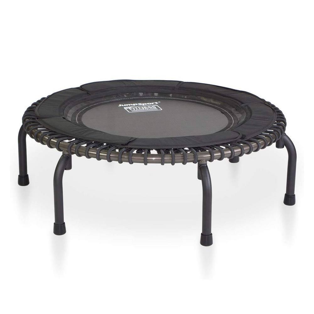 JumpSport 370 PRO Indoor Lightweight Heavy Duty 39-Inch Heavy Duty Fitness Trampoline with Handle Bar Accessory and Adjustable Tension Bungees, Black