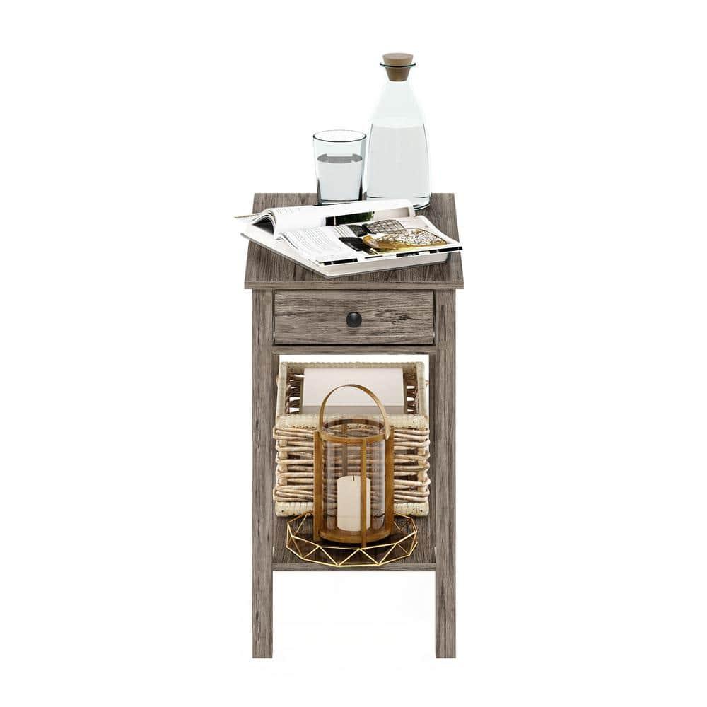 Furinno Montale Rectangular Side Table with Drawer, Rustic Oak
