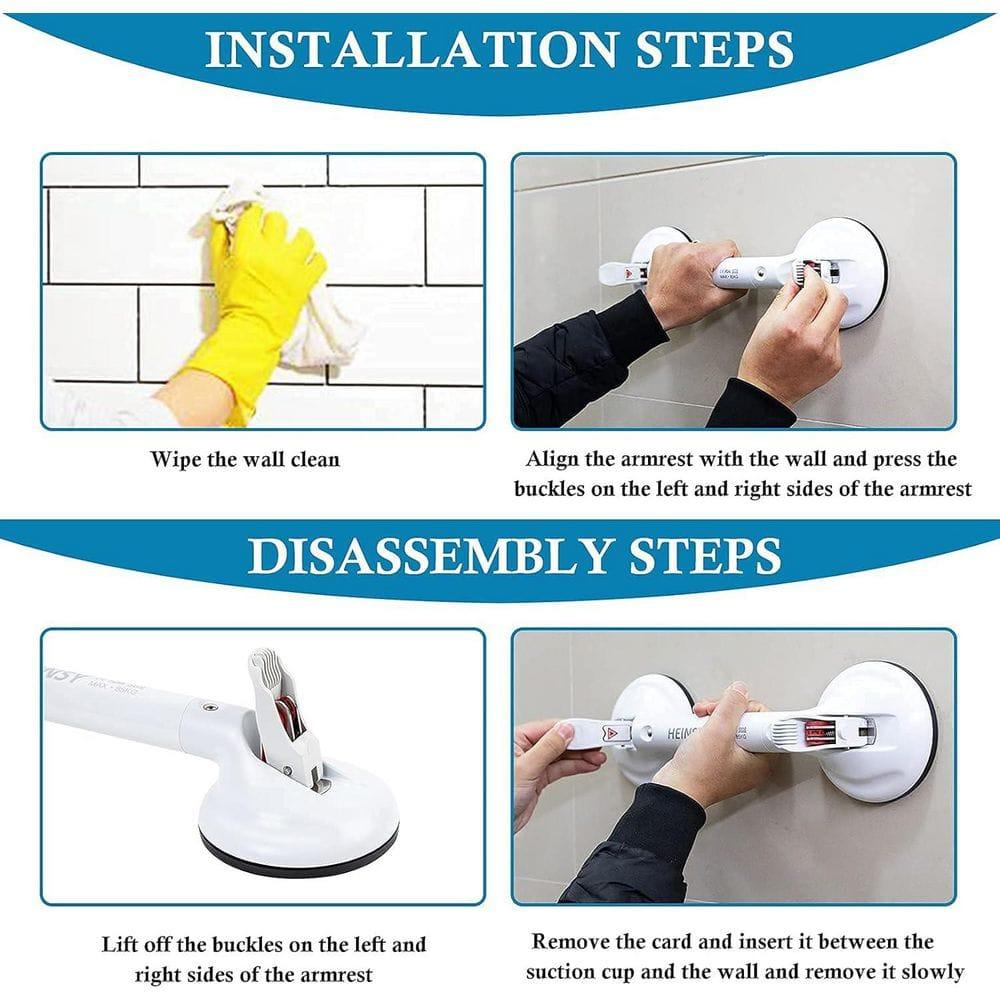 19inch Upgrade Suction Shower Grab Bar, Portable Shower Handle Bar Suction Grip Bar Bathtub Handle with Strong Hold Suction Cup Fitting and Rapid Release for Bathroom(Max Capacity :300lb
