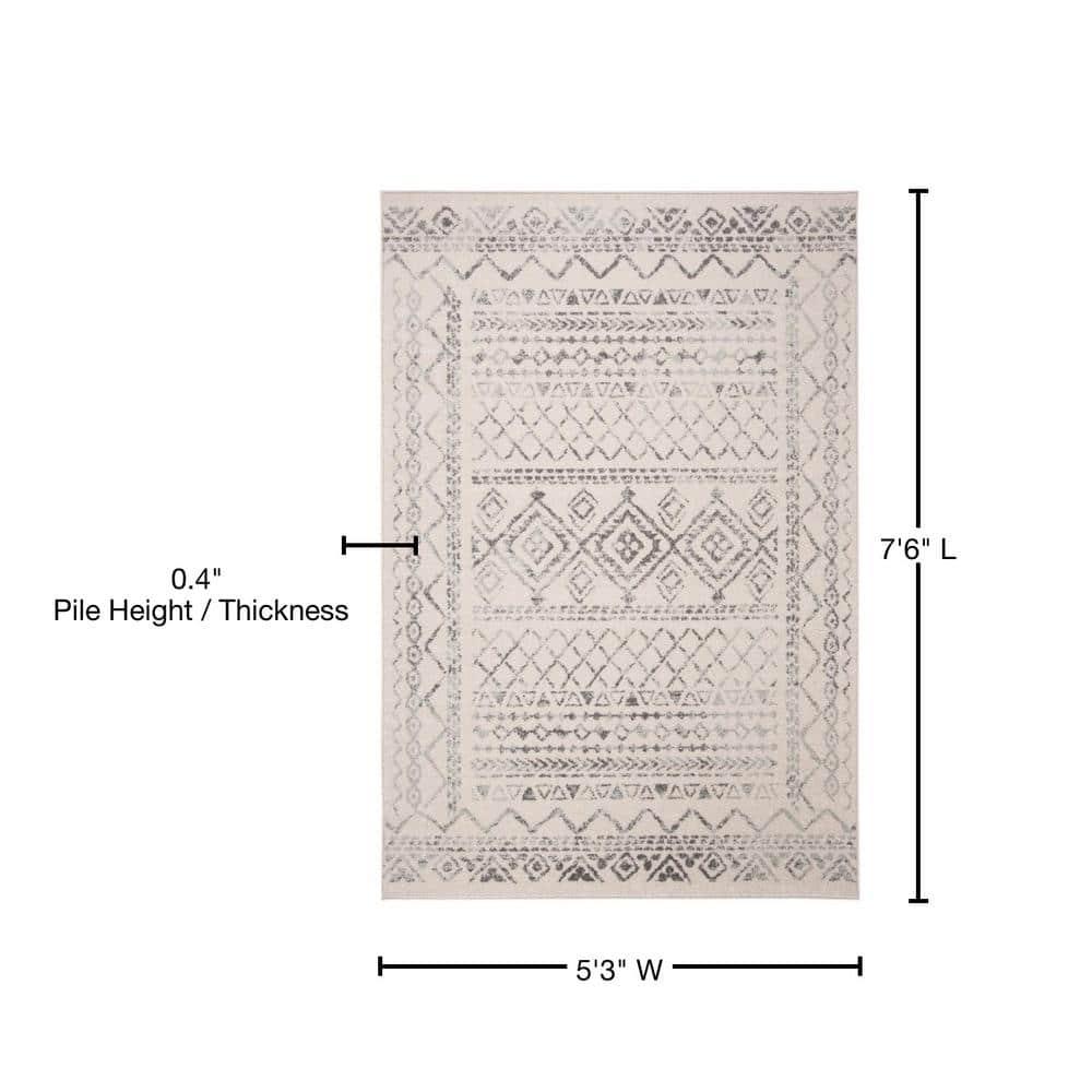 Tulum TUL268 Power Loomed Area Rug - Ivory/Grey - 5'3"x7'6" - Safavieh.