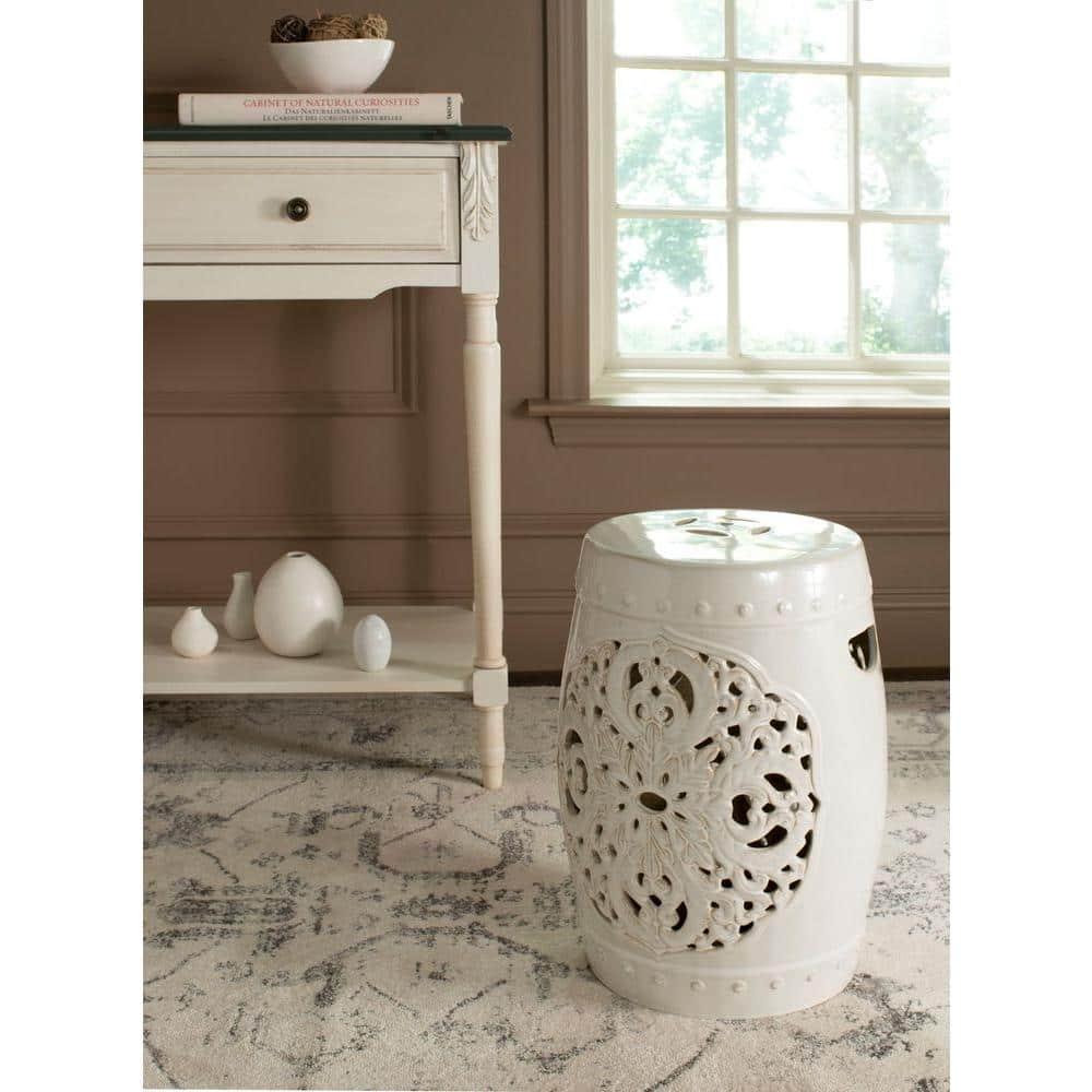 Safavieh Flora Glazed Ceramic Decorative Garden Stool, Cream