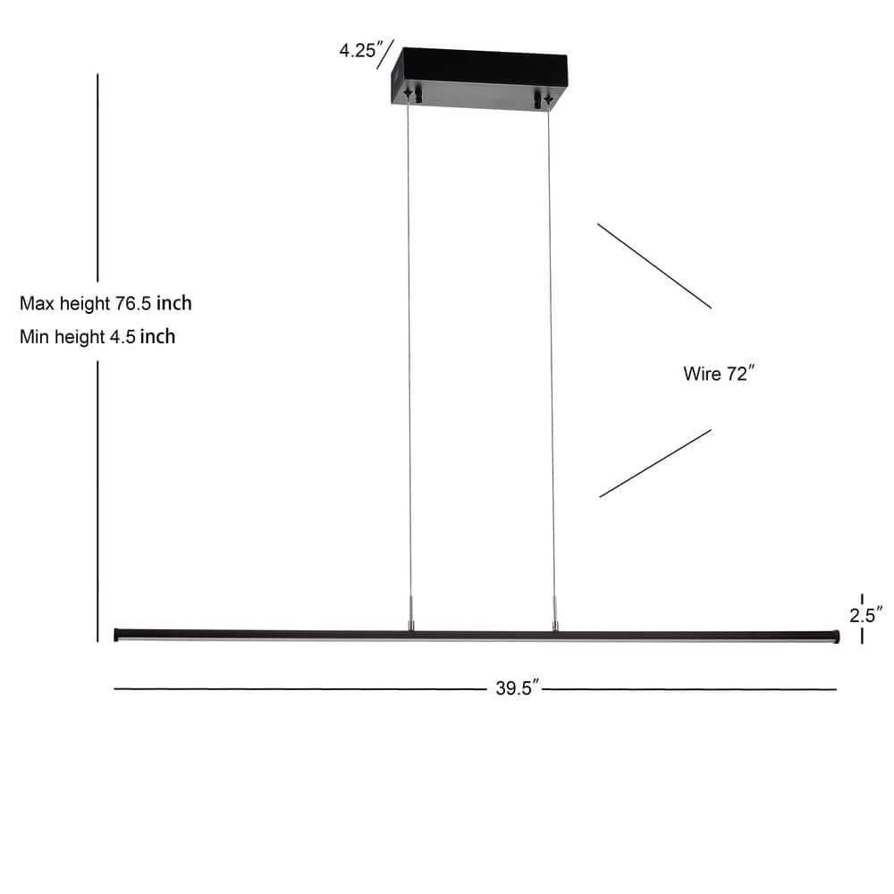 Conley 39.5" Dimmable Adjustable Integrated LED Metal Linear Pendant, Black