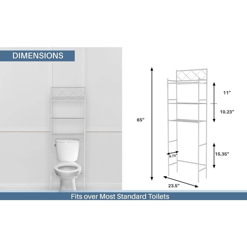 Metal Over The Toilet Space Saver and Organizer White - J&V TEXTILES: Powder-Coated Stainless Steel, 3 Fixed Shelves