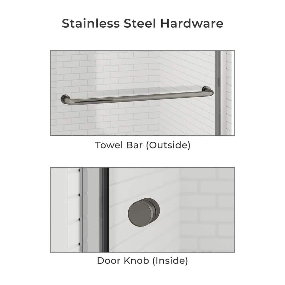 56" - 60" W, 62"H Double Sliding Semi-Frameless with Fixed Glass Panel 60" W x 62" H Shower Door