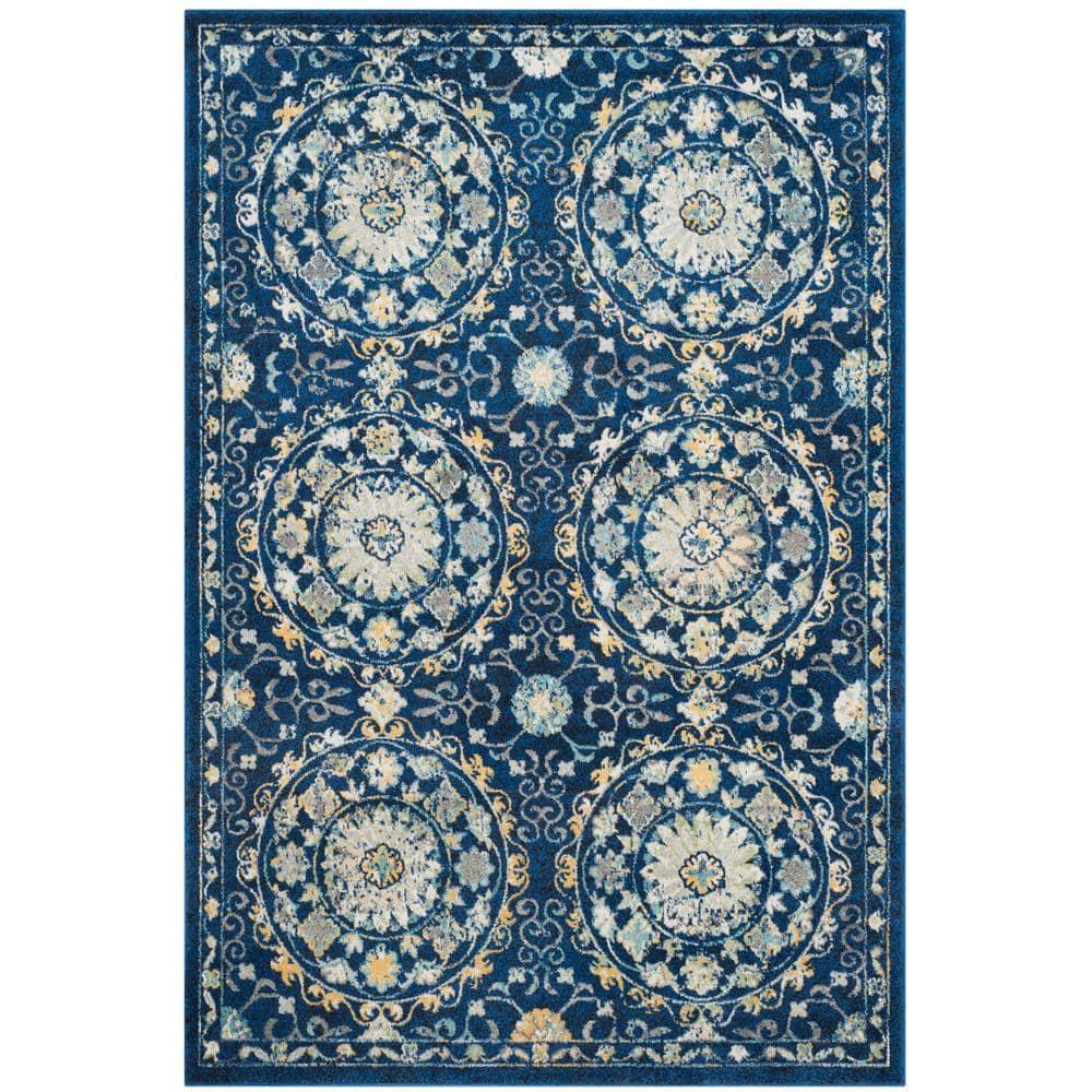 Evoke EVK252 Power Loomed Area Rug - Navy/Ivory - 5'3"x7'6" - Safavieh.