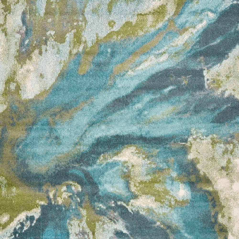 Watercolors Teal 6 ft. x 9 ft. Abstract Area Rug