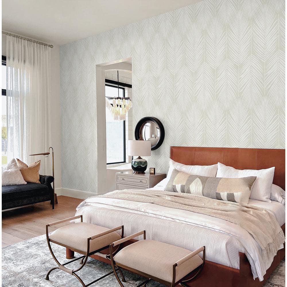 NextWall Palm Silhouette Peel and Stick Wallpaper Light Beige: Vinyl, Self-Adhesive, Botanical Leaf Pattern, 30.75 Sq Ft Coverage