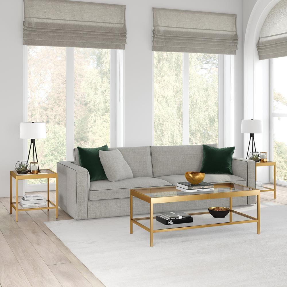Evelyn&Zoe Alexis 45" Wide Rectangular Coffee Table, Brass