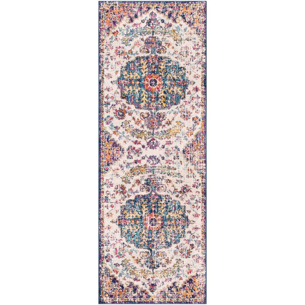 Livabliss Harput Vintage Medallion Runner Area Rug,2'7" x 7'3",Dark Blue