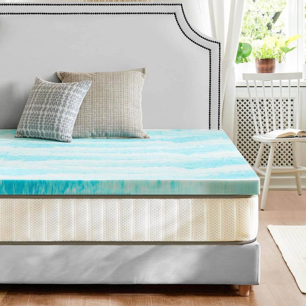 Full Size Blue Gel Memory Foam Mattress Topper