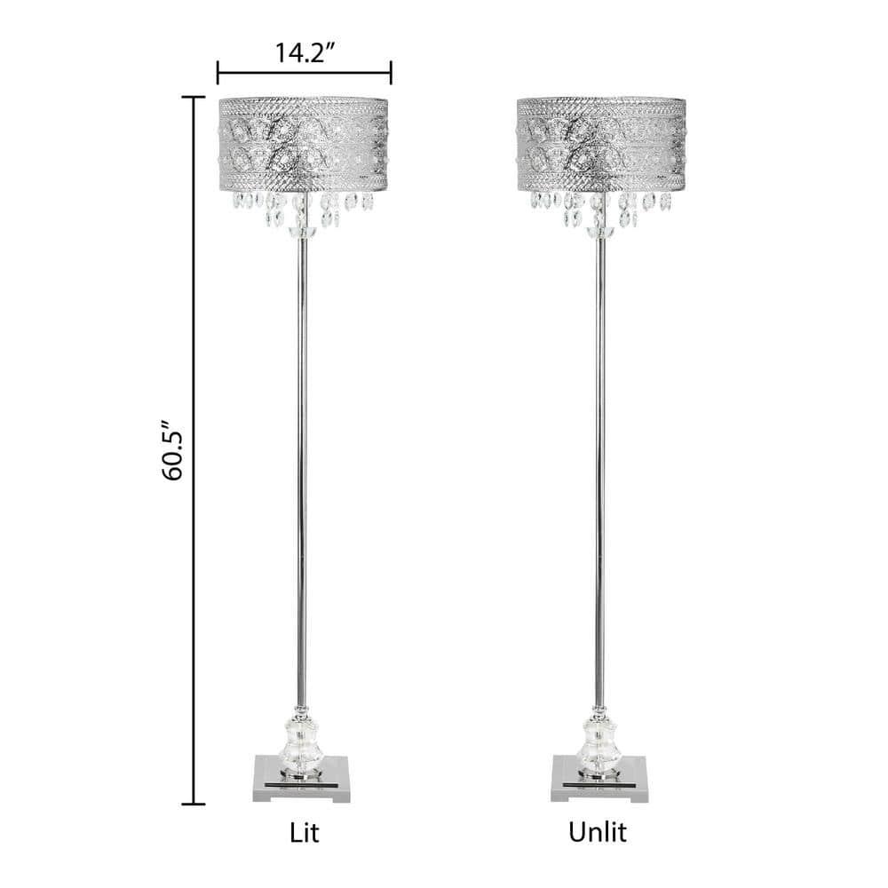 River of Goods Monroe Crystal and Polished Nickel 60.5" Floor Lamp