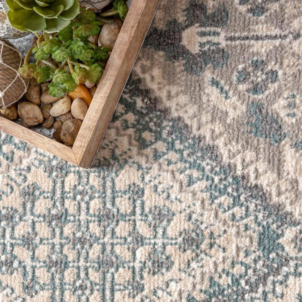 Nuloom 5x8 Becca  Tiled Indoor Area Rug, Blue, Faded Transitional Design, Stain Resistant, BedroomLiving Room, Kitchen,