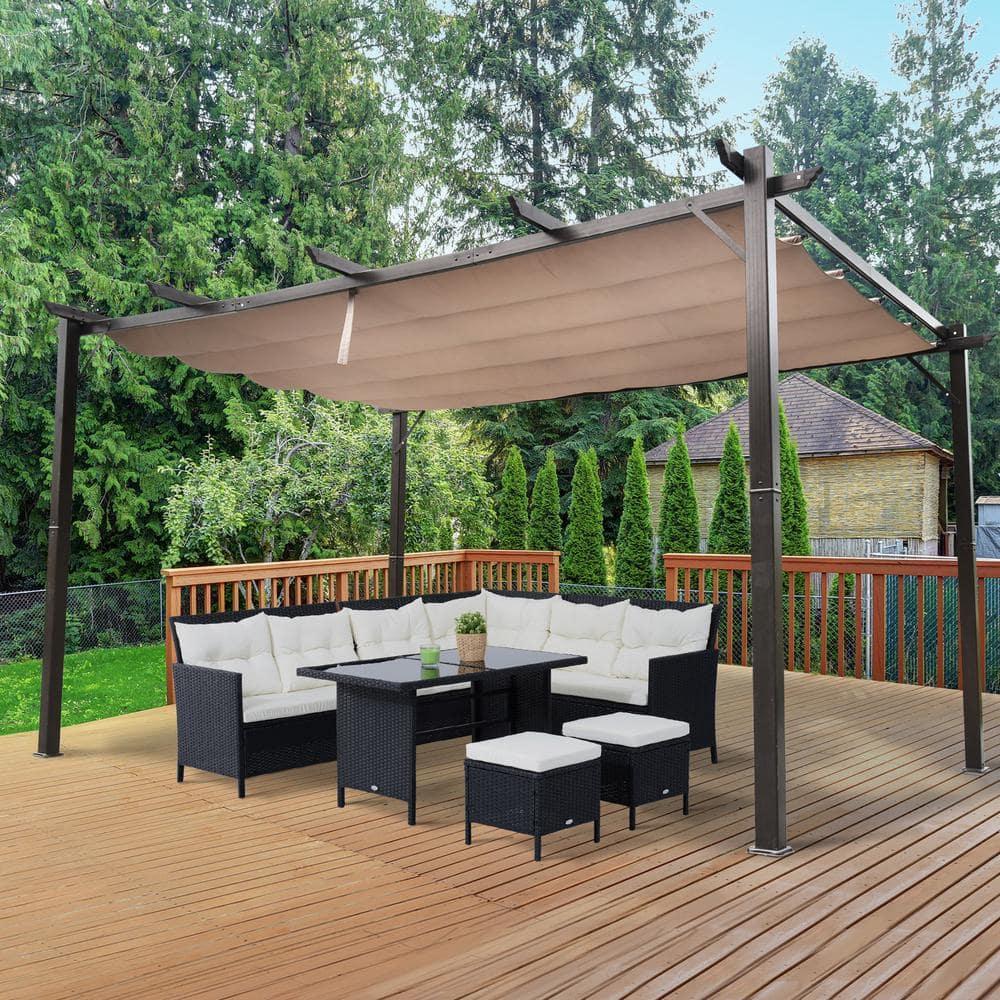 Outsunny Outsunny Pergola with Retractable Shade Canopy, Aluminum