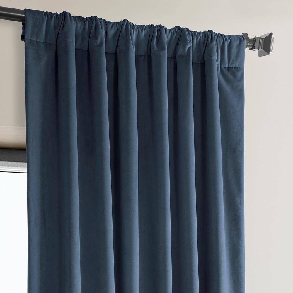 HPD Half Price Drapes London Blue Heritage Plush Velvet Room Darkening Curtains for Bedroom & Living Room Curtains (1 Panel), Window Curtains 108 inches long, Rod Pocket Curtains & Drapes, 50W X 108L