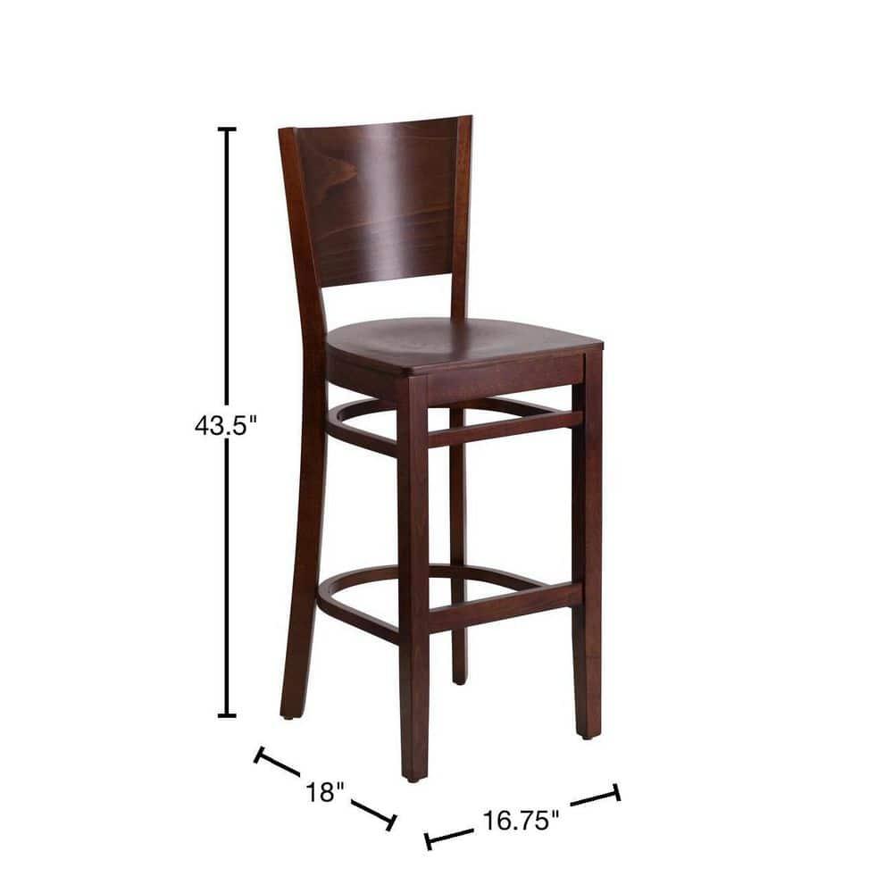 Flash Furniture Lacey Series Solid Back Walnut Wood Restaurant Barstool