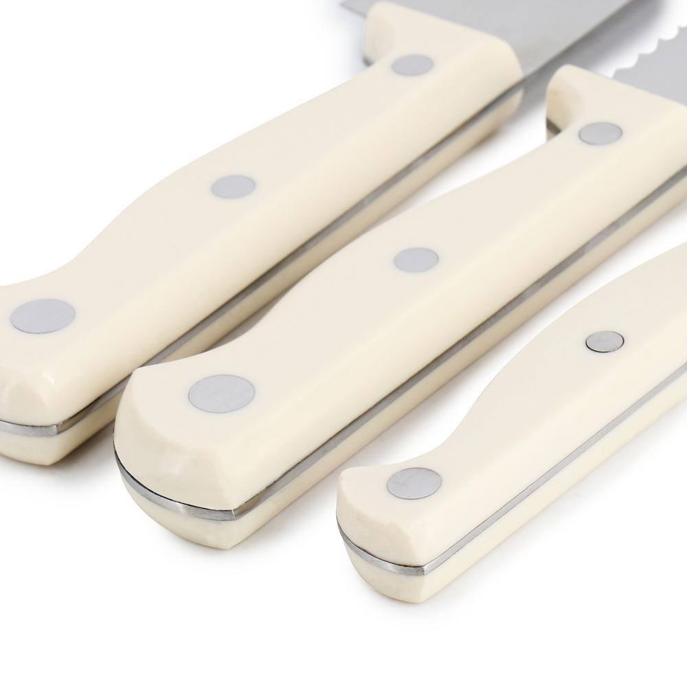 Martha Stewart Everyday Keswick 7 Piece Stainless Steel Cutlery and Wood Block Set in Linen