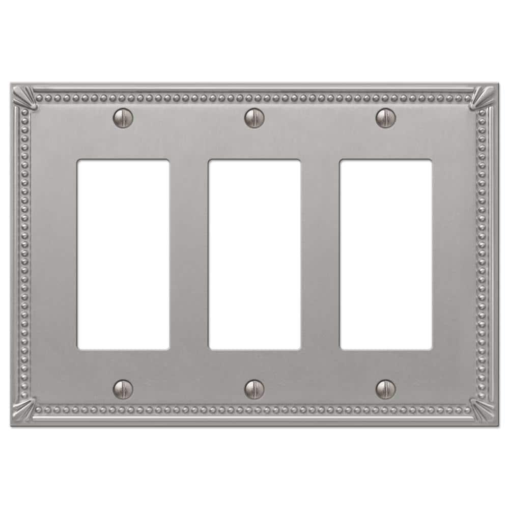 Amerelle 74RRRBN Moderne Wallplate 3 Rocker Cast Metal Brushed Nickel 1-Pack