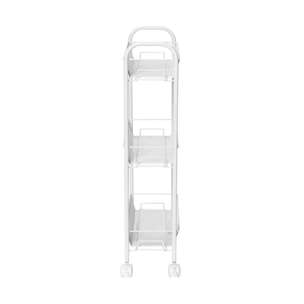 Slim 3-Tier Wire Rolling Storage Cart