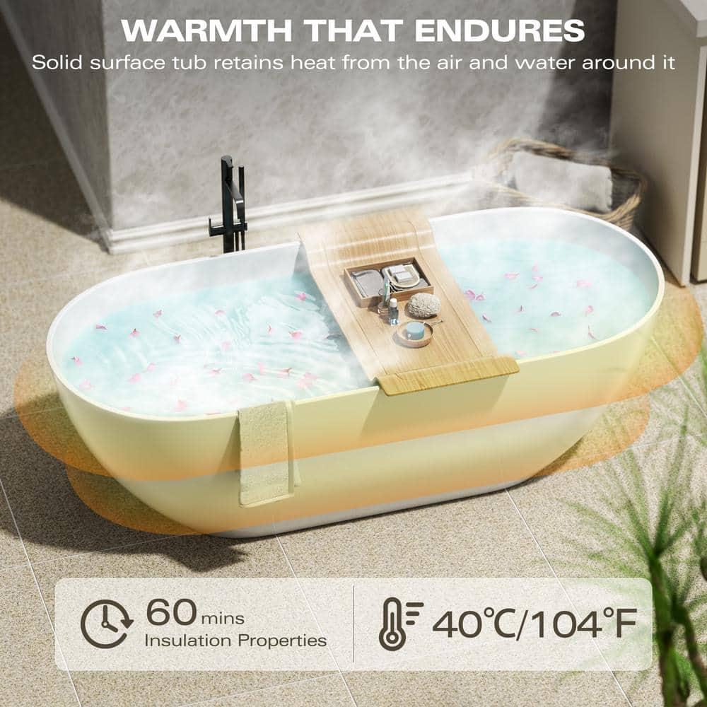 63" Matte White Acrylic Freestanding Soaking Bathtub