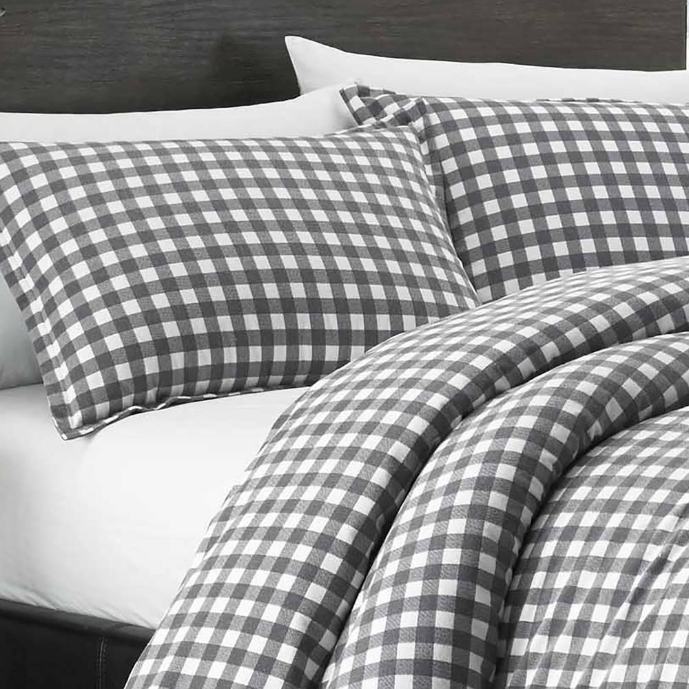 Eddie Bauer Eddie Bauer Preston Grey Cotton Flannel Reversible Comforter Set