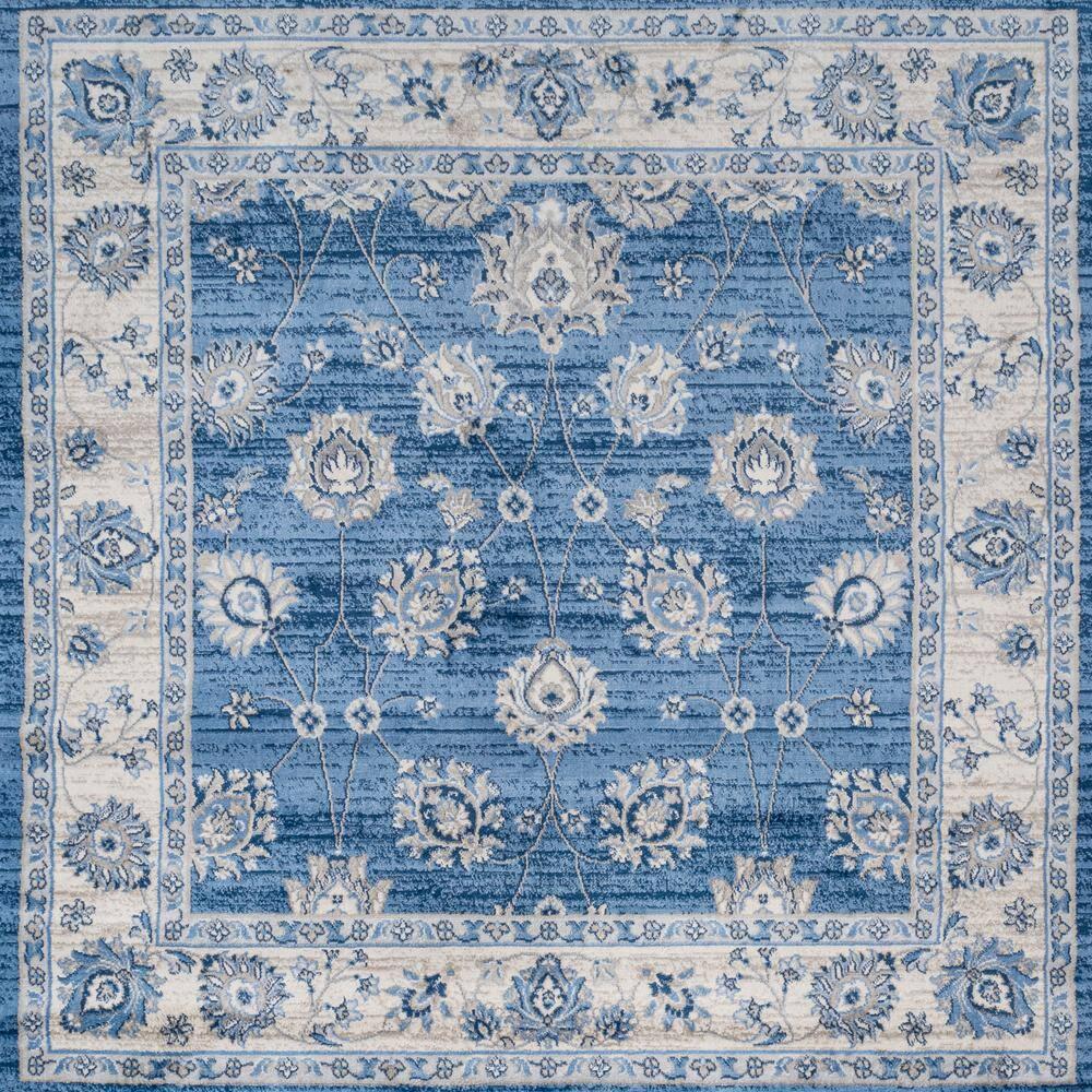 5' x 5' Modern Persian Vintage Moroccan Traditional Area Rug, Blue/Ivory - JONATHAN Y