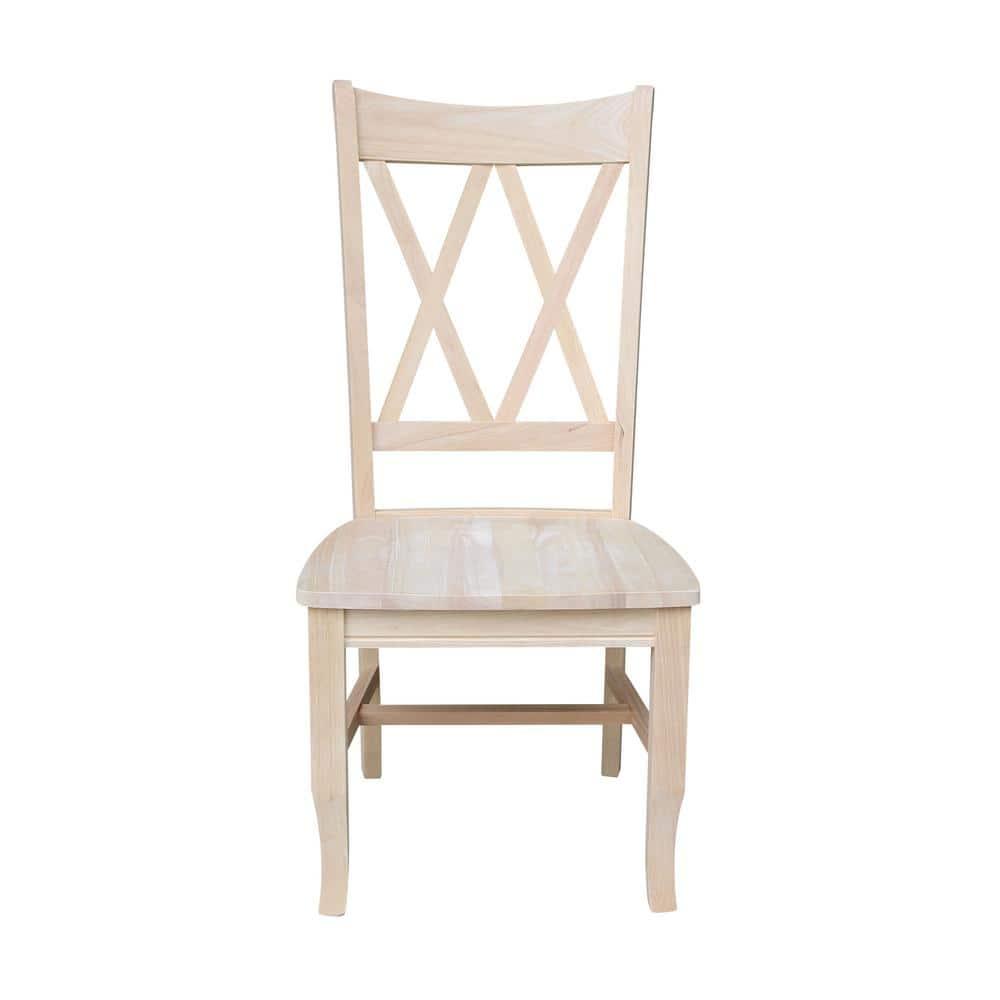 Set Of 2 Double X Back Chair Unfinished - International Concepts: Solid Wood, Armless, Unupholstered