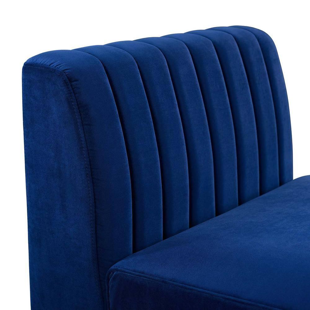 Modway Triumph Modern Channel Tufted Performance Velvet Armless Chair in Navy