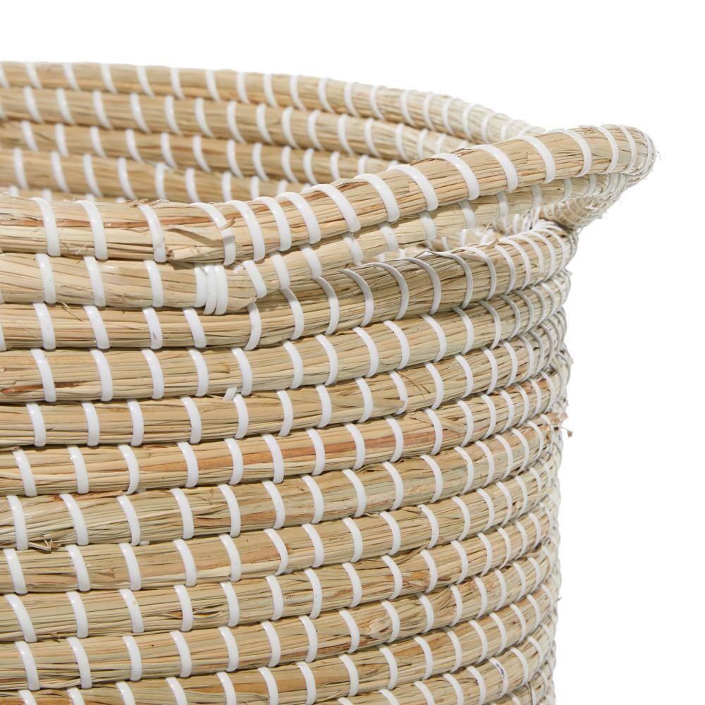 DecMode 18", 20" Brown Sea Grass Contemporary Storage Basket, 2 - Pieces