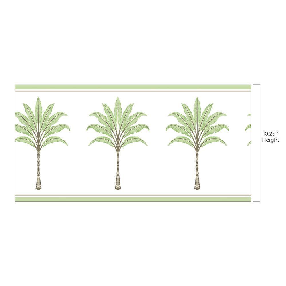 Harry & Grace Green Tea Montgomery Palm Peel and Stick Wallpaper Border