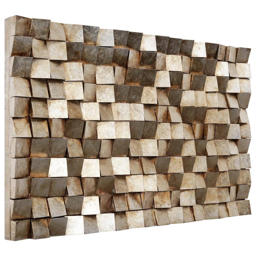 Empire Art Direct Textured 1 Metallic Hand Painted 3D Rugged Wooden Blocks Wall Art, 48" x 30"