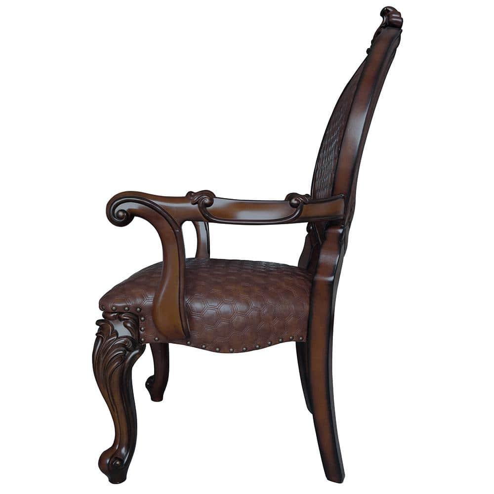 Acme Furniture Versailles 26" Dining Chairs Cherry Finish: Leather Upholstery, Nailhead Trim, No Assembly Required