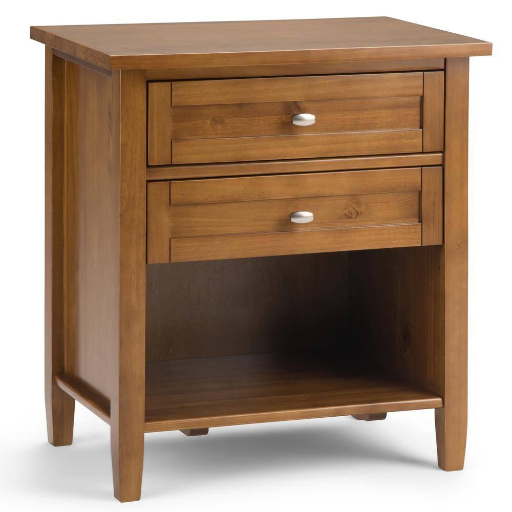 Simpli Home Warm Shaker 24"W Solid Wood Bedside Table with Two Drawers