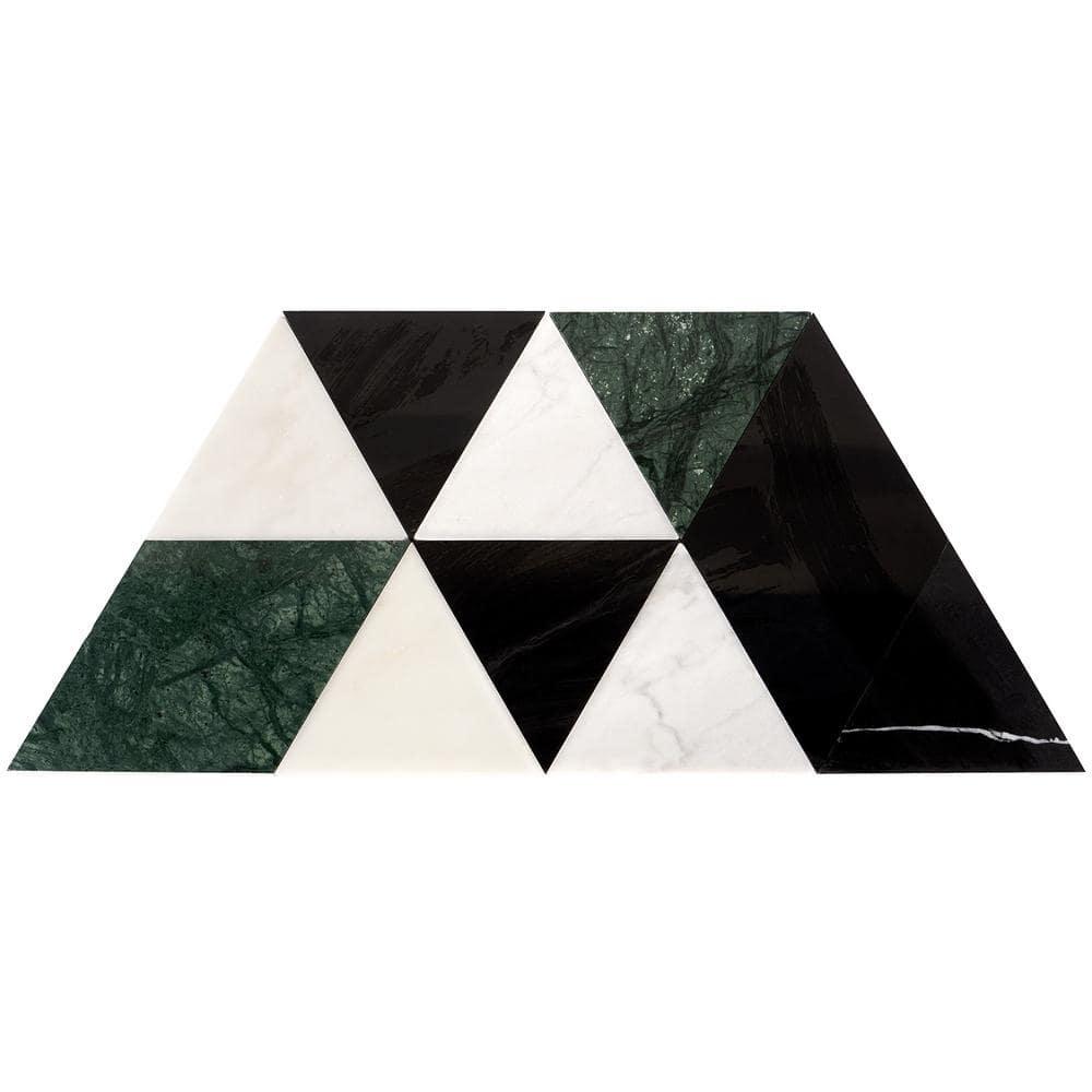 Prisma Dark Green 7.75 in. x 13.5 in. Polished Marble Floor and Wall Tile (0.73 sq. ft./Each)