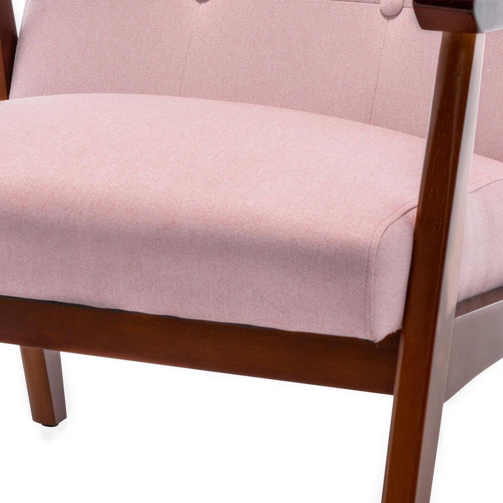 Convenience Concepts Take a Seat Natalie Accent Chair, Pearl Pink Fabric/Espresso