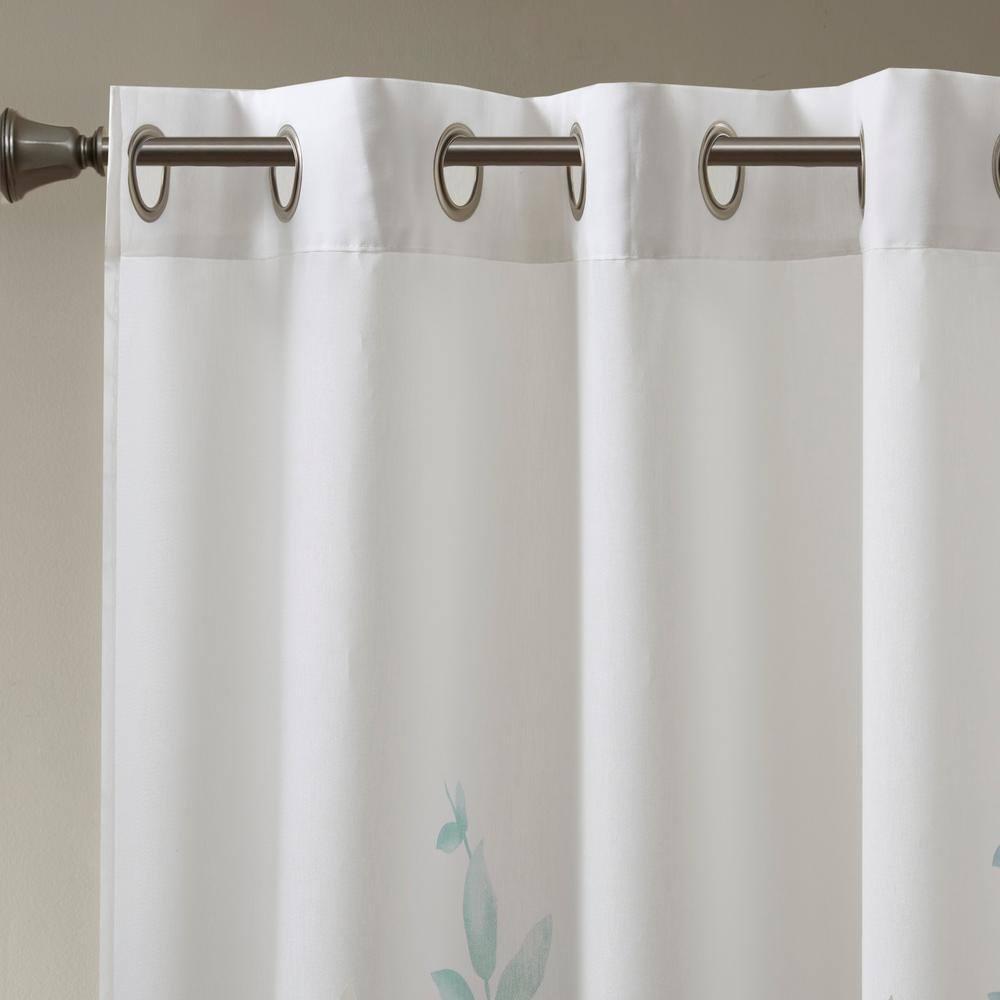 Madison Park Cecily Floral Printed Burnout Sheer Grommet Single Curtain Panel