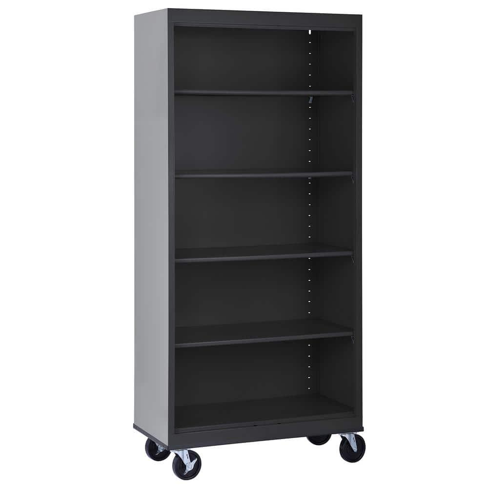 Sandusky Lee 36" W x 18" D x 78" H Steel Mobile Bookcase with 4 Adjustable Shelves by Sandusky