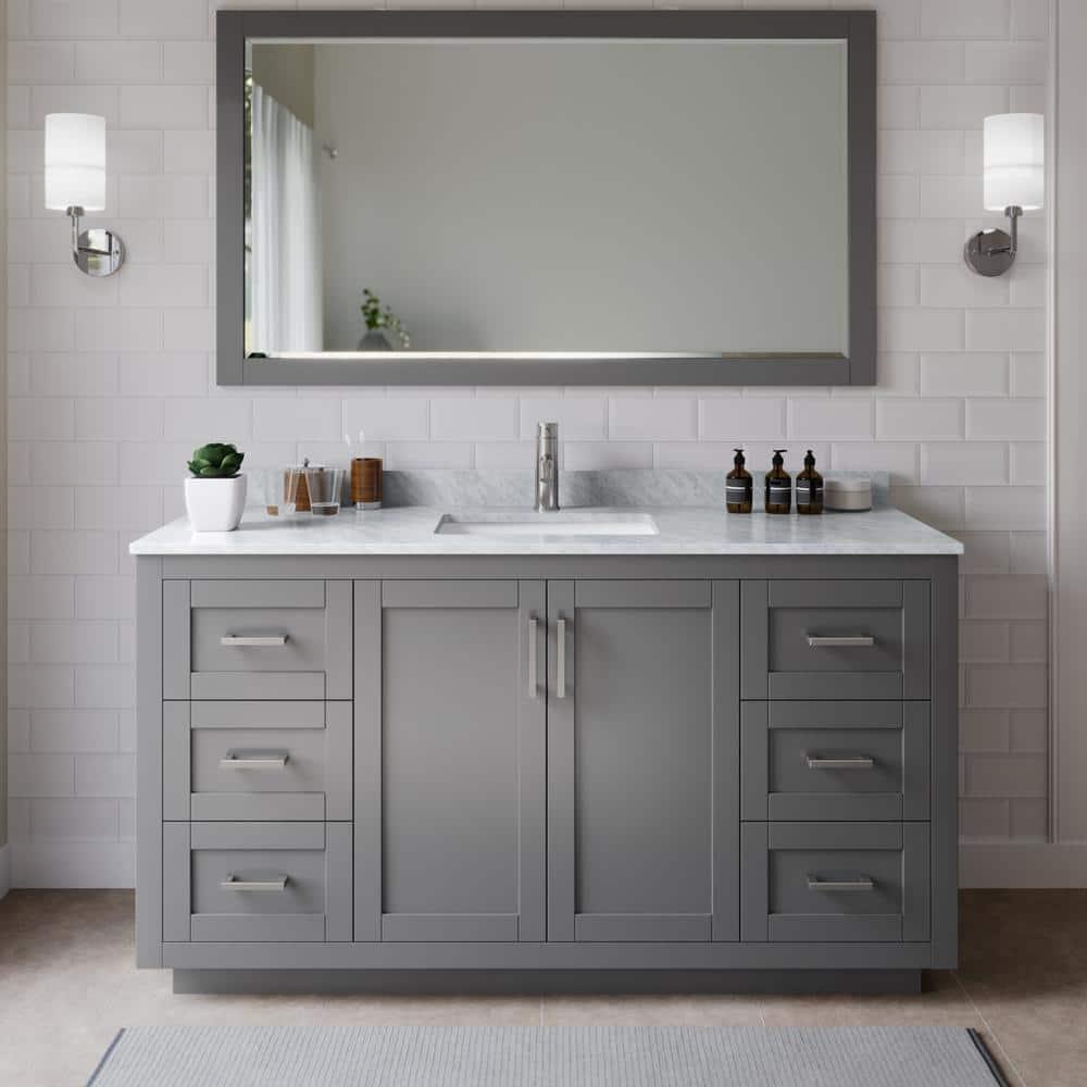 Wyndham Collection Miranda 66" Freestanding Single Bathroom Vanity with Marble Top
