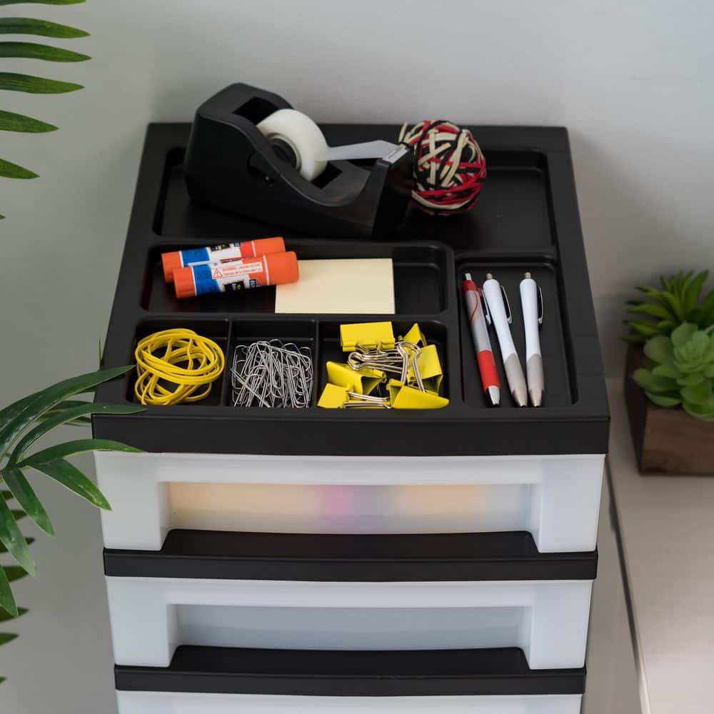 Black 9-Drawer Storage Tower with Organizer Top and Wheels