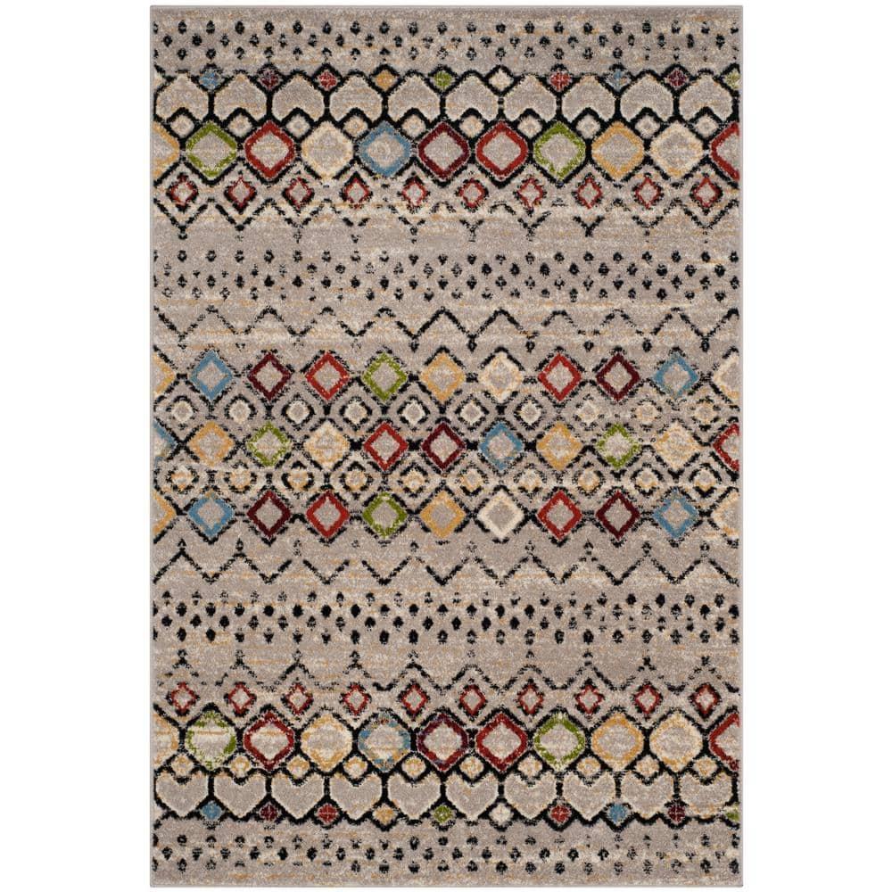 Amsterdam AMS108 Power Loomed Indoor Area Rug - Light Grey/Multi - 4'x6' - Safavieh