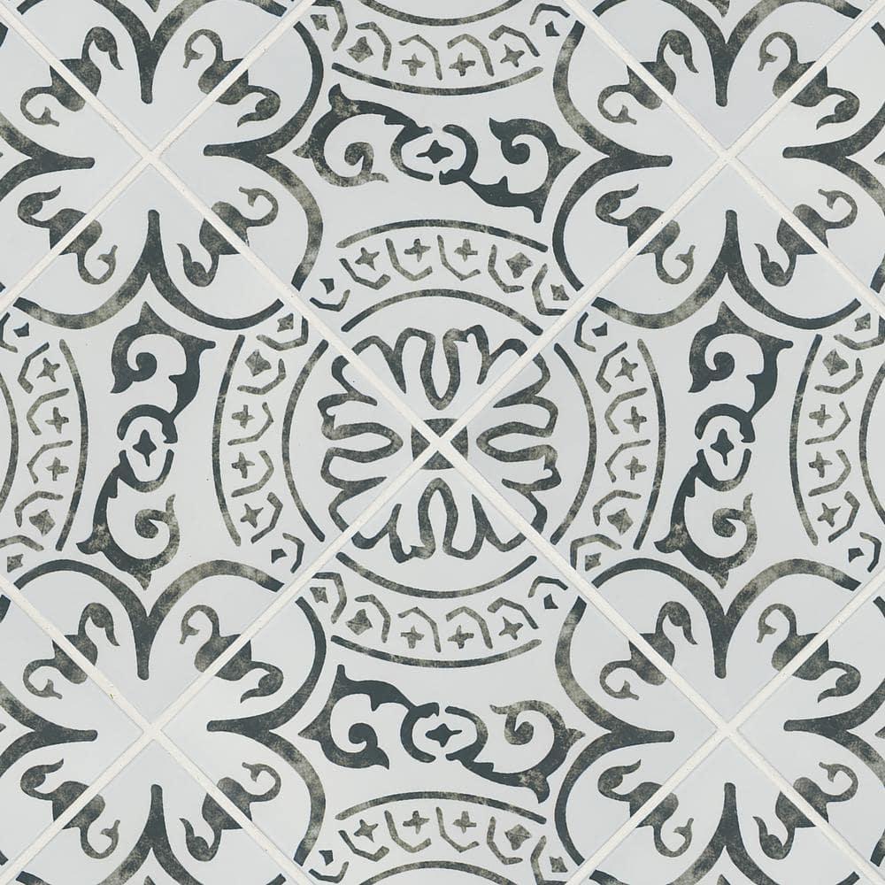 Amara 8" x 8" Encaustic Look Matte Porcelain Floor & Wall Tile