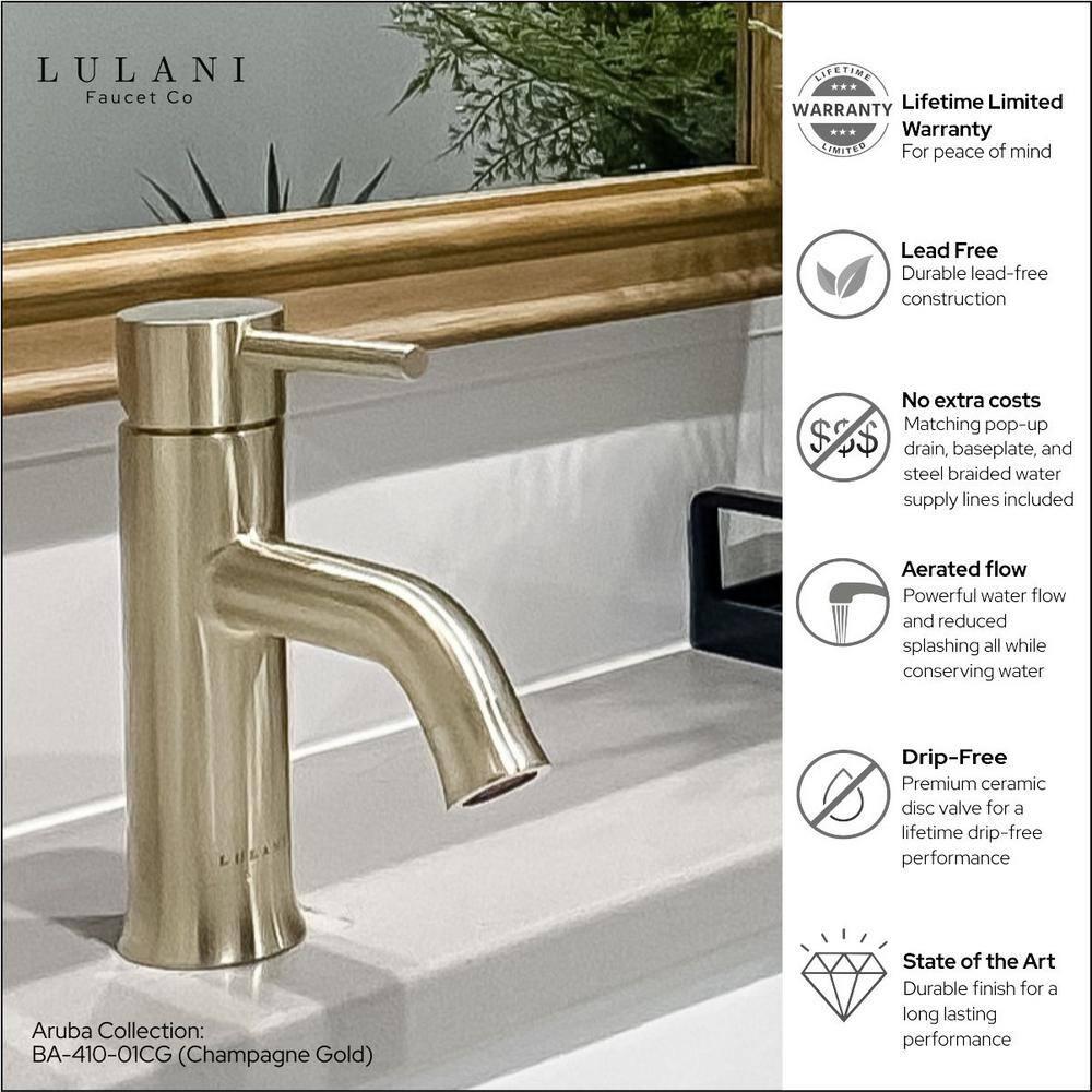 Lulani Aruba Single Hole Bathroom Faucet with Drain Assembly