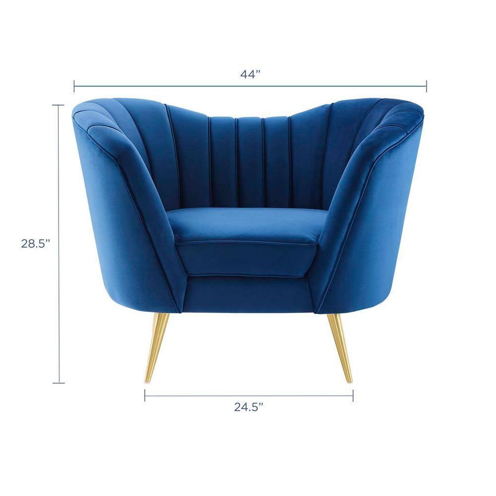 Modway Opportunity Modern Performance Velvet Armchair in Navy Finish