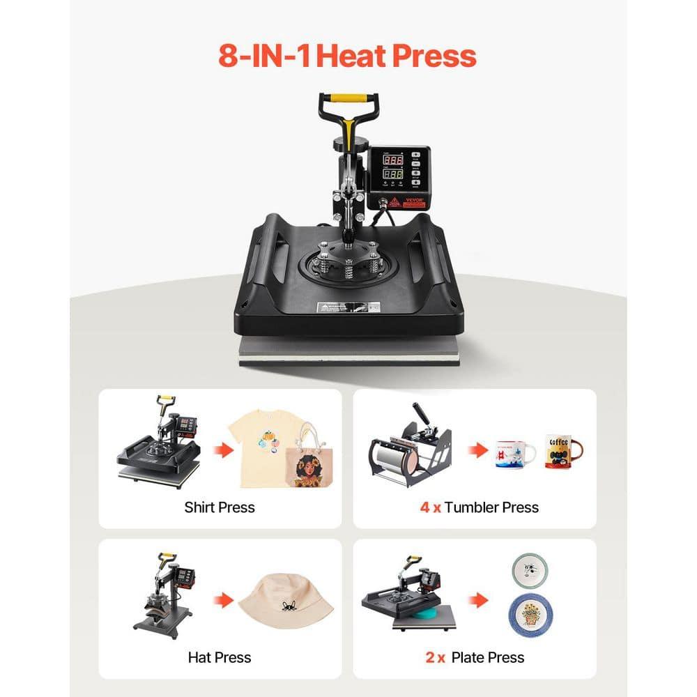 VEVOR Heat Press Machine, 8in1 Heat Press, 800W Sublimation Machine