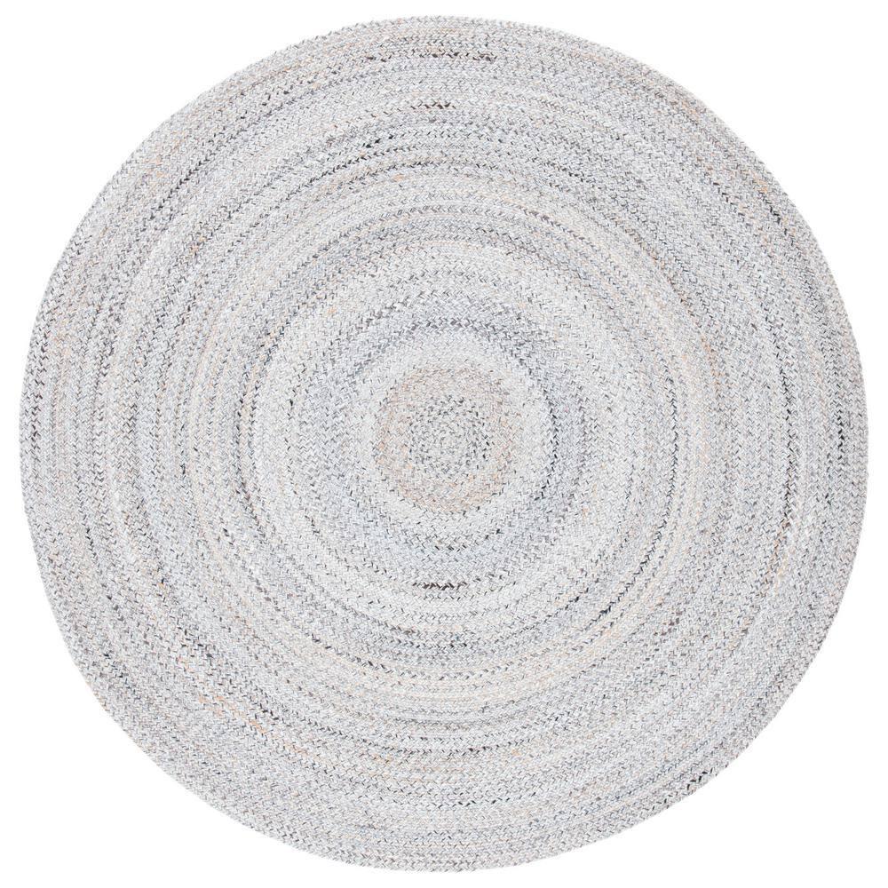 Braided BRD851 Hand Braided Area Rug - Grey - 3' round - Safavieh.