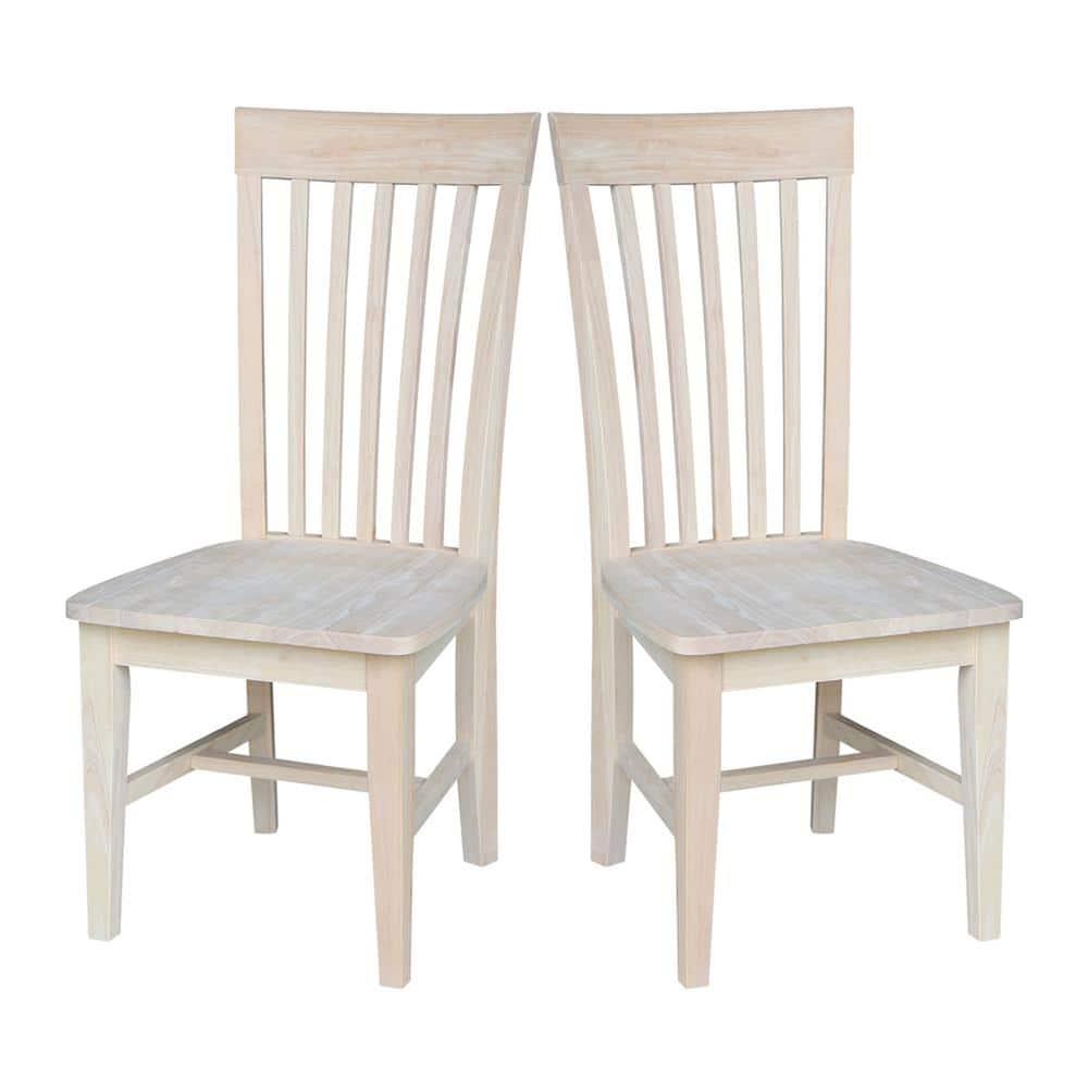 Set of 2 Tall Mission Chairs Wood/Unfinished - International Concepts: Solid Parawood, Kitchen Furniture