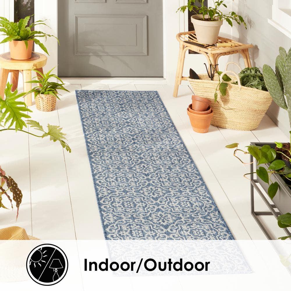 Nicole Miller New York Patio Country Danica Geometric Indoor/Outdoor Area Rug, Blue/Gray