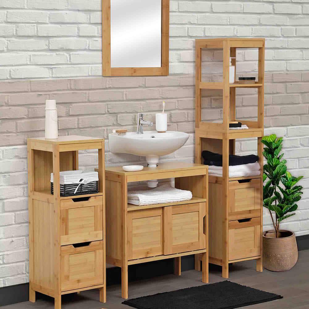 Evideco Miami Tilt-Out Cabinet Laundry Hamper with Basket and Shelves