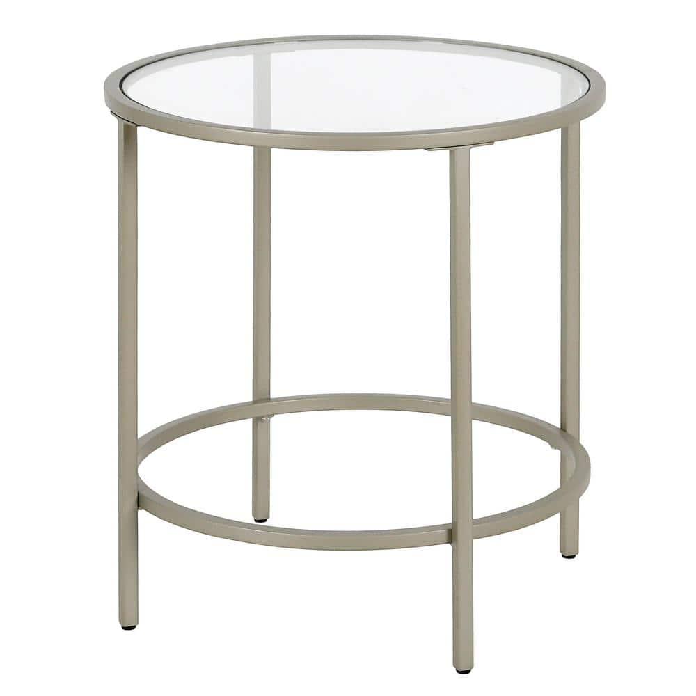 Evelyn&Zoe Sivil 20" Wide Round Side Table, Satin Nickel